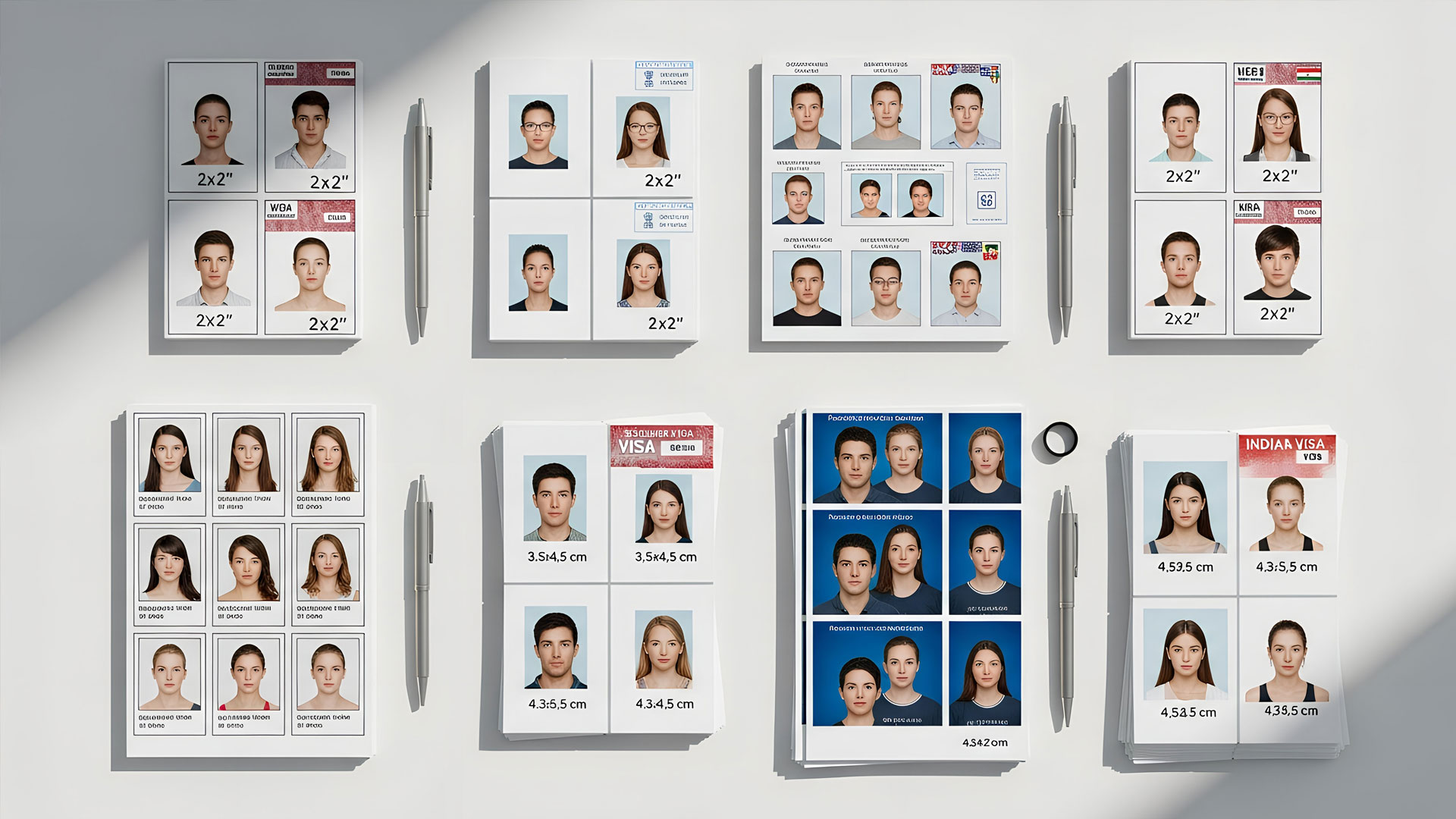 Sheets of passport and visa photos