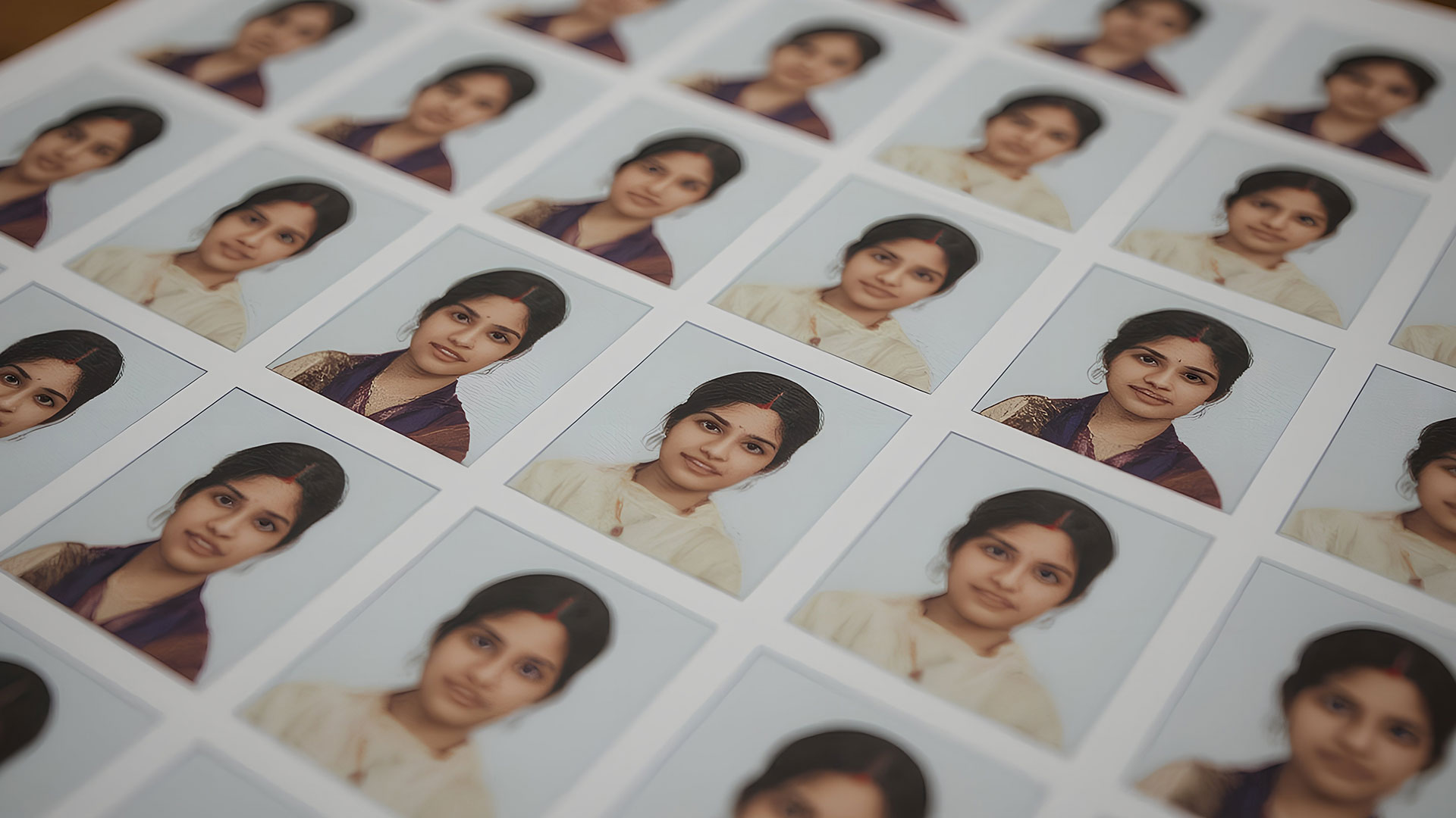 Printed sheet of passport photos