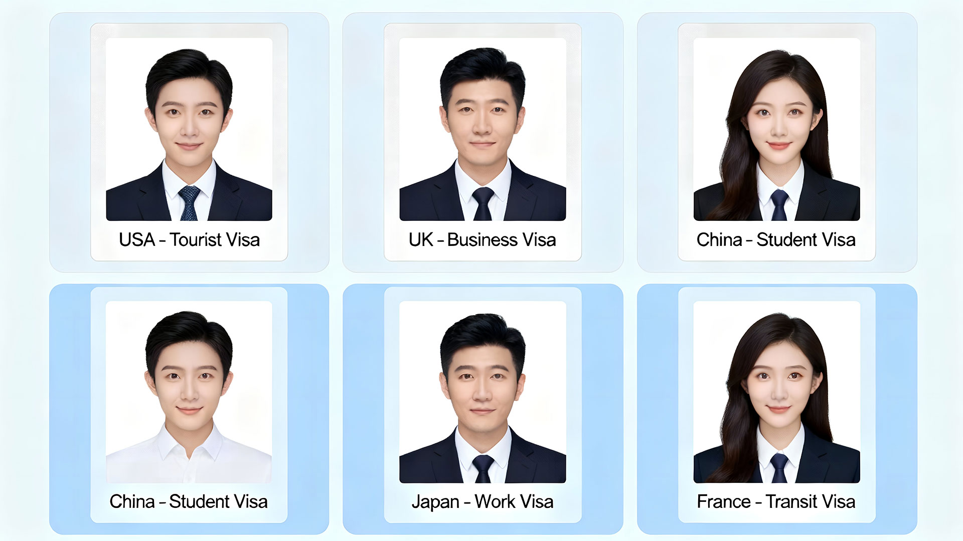 Closeup of visa photo with correct head size