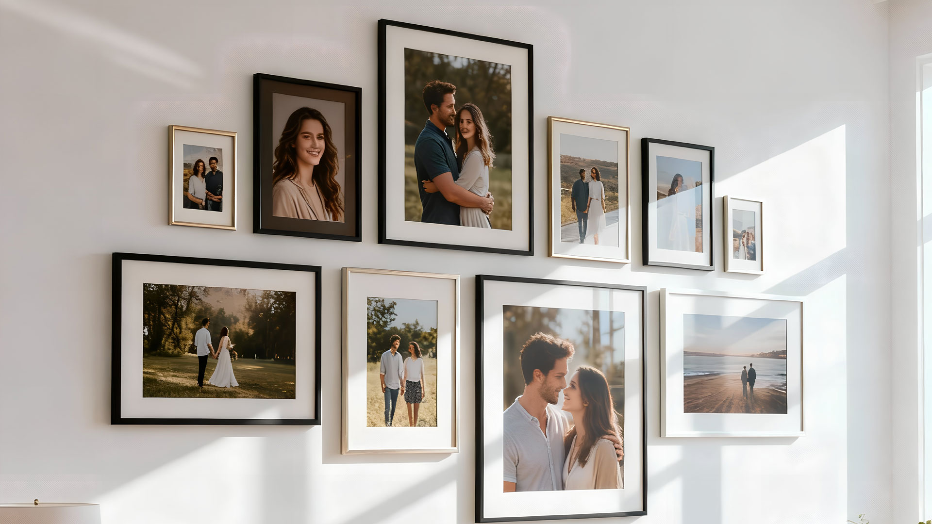 Custom size photo prints on wall