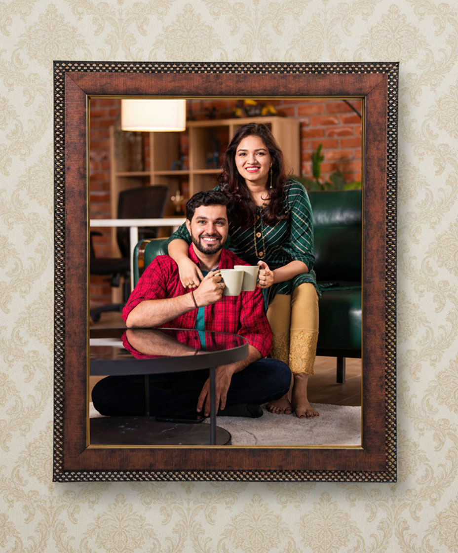 COPPER MIX TEXTURE WITH BLACK AND SILVER BEDDING DESIGN FRAME, 1 INCH BORDER, WITHOUT MOUNT