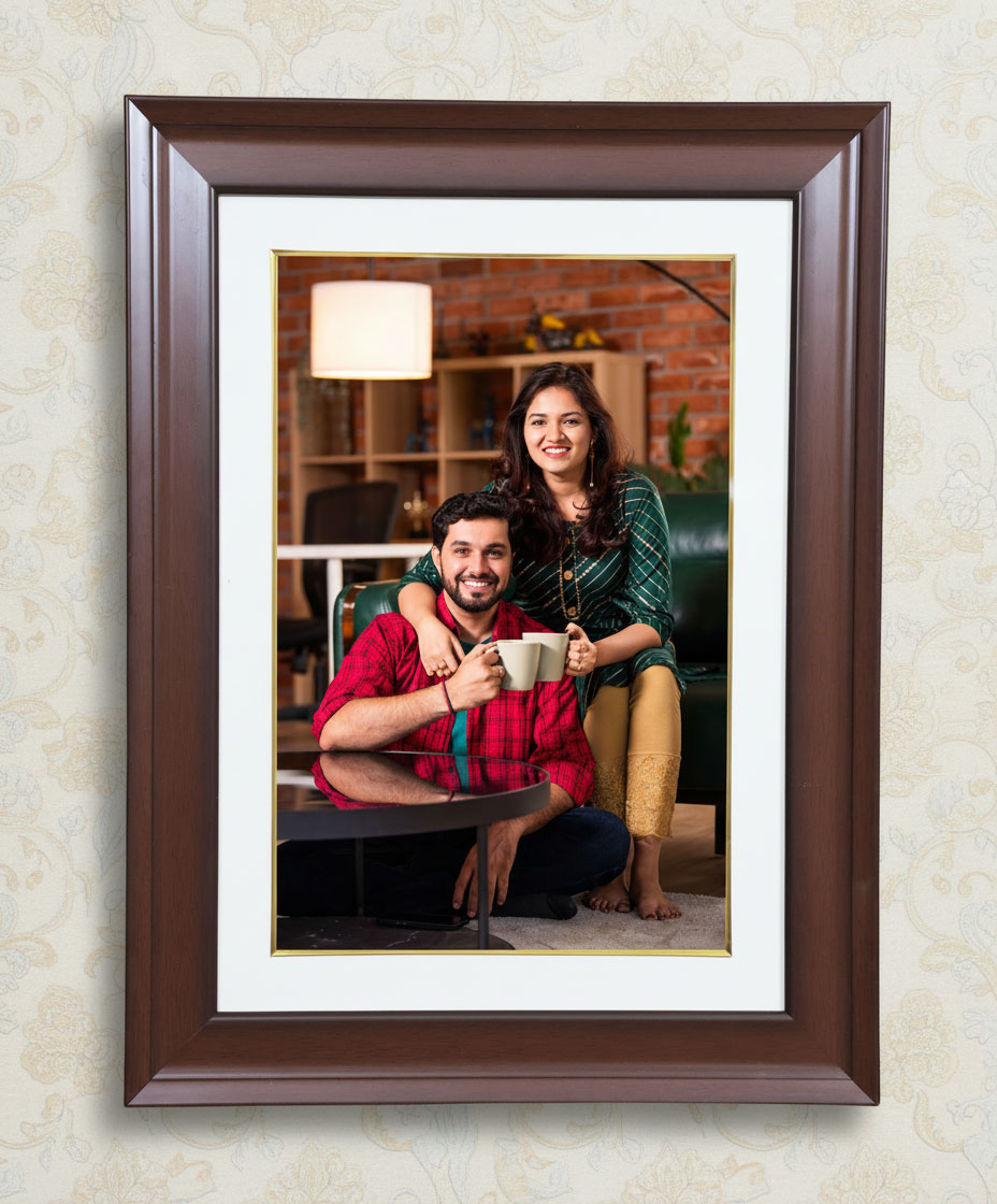 DARK BROWN TAPER FRAME, 2.5 INCH BORDER, WITH MOUNT (2 INCH MOUNT ALL FOUR SIDE) (Long length)