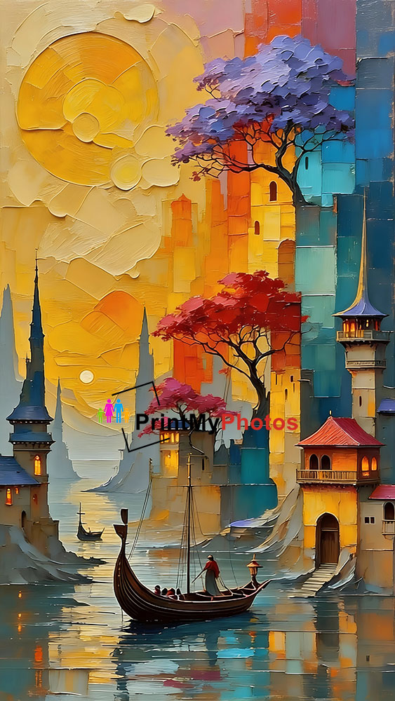 Colorful Waterfront Cityscape