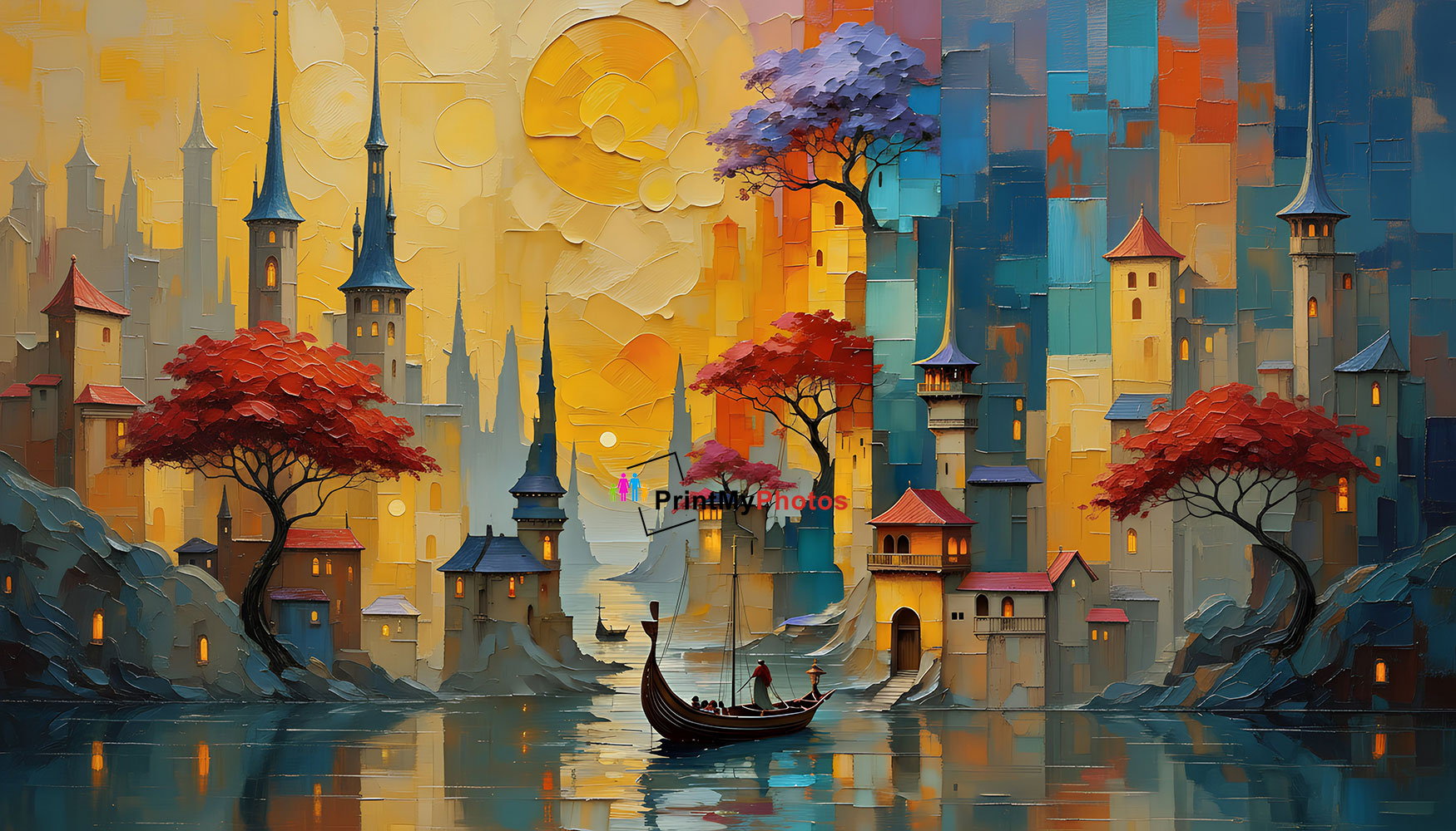 Colorful Waterfront Cityscape